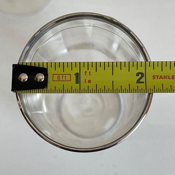 Macbeth-Evans Glass Company Optic Rib Silver Platinum Rim Juice Glasses set of 2 - Picture 6 of 7